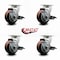 Service Caster 4 Inch Poly on Polyolefin Swivel Caster Set with Roller Bearings and Brakes SCC SCC-20S420-PPUR-TLB-4 - alternate 3